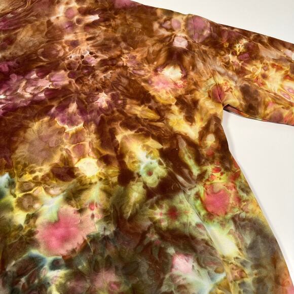 Rainbow Tie Dye Hoodie Women's Large Pink Purple Blue Ice Dyed Sweatshirt Earthy - Picture 8 of 9